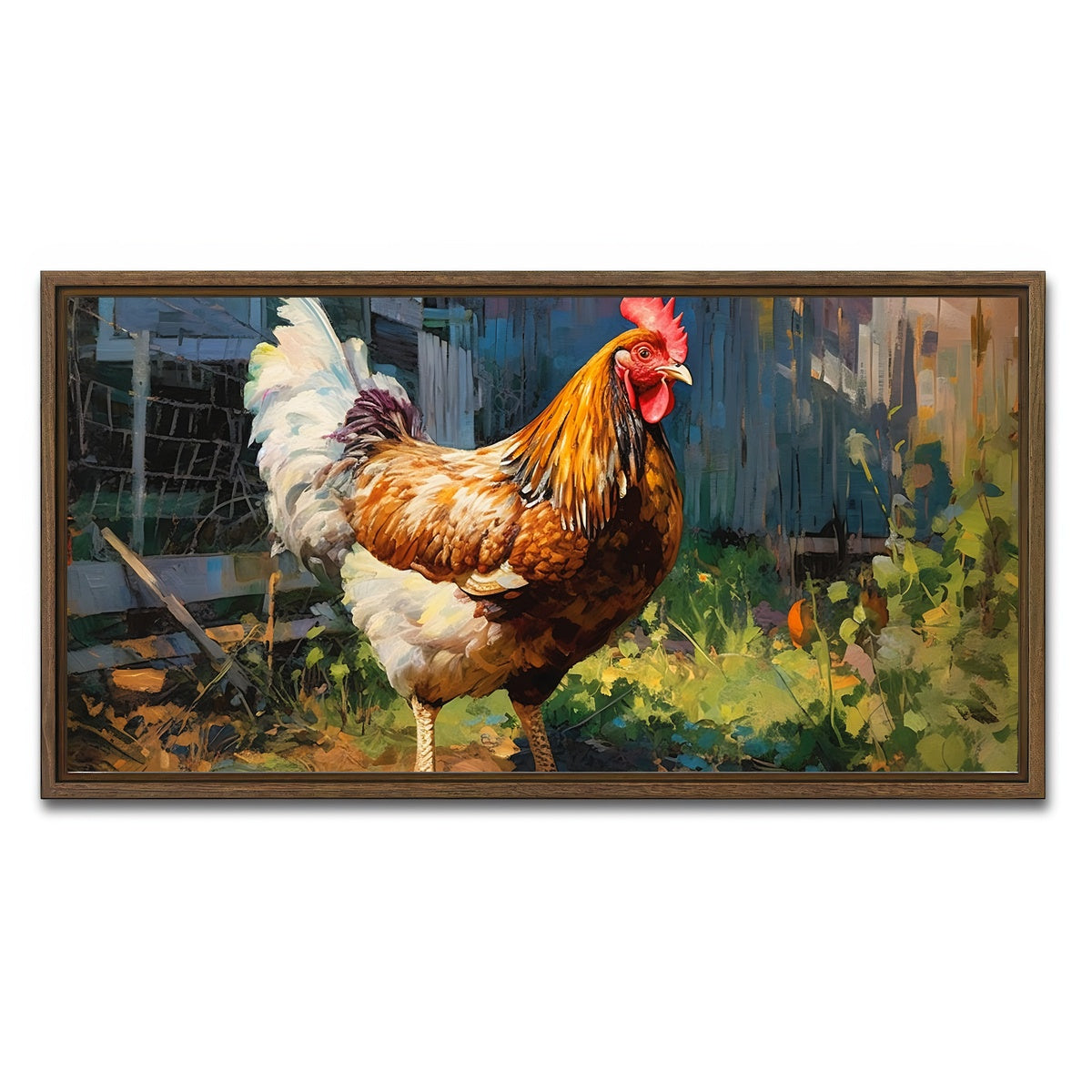 AUTO-MOCKUP WHITE | Rooster | 1 Piece | Walnut Framed Canvas | group=2x1