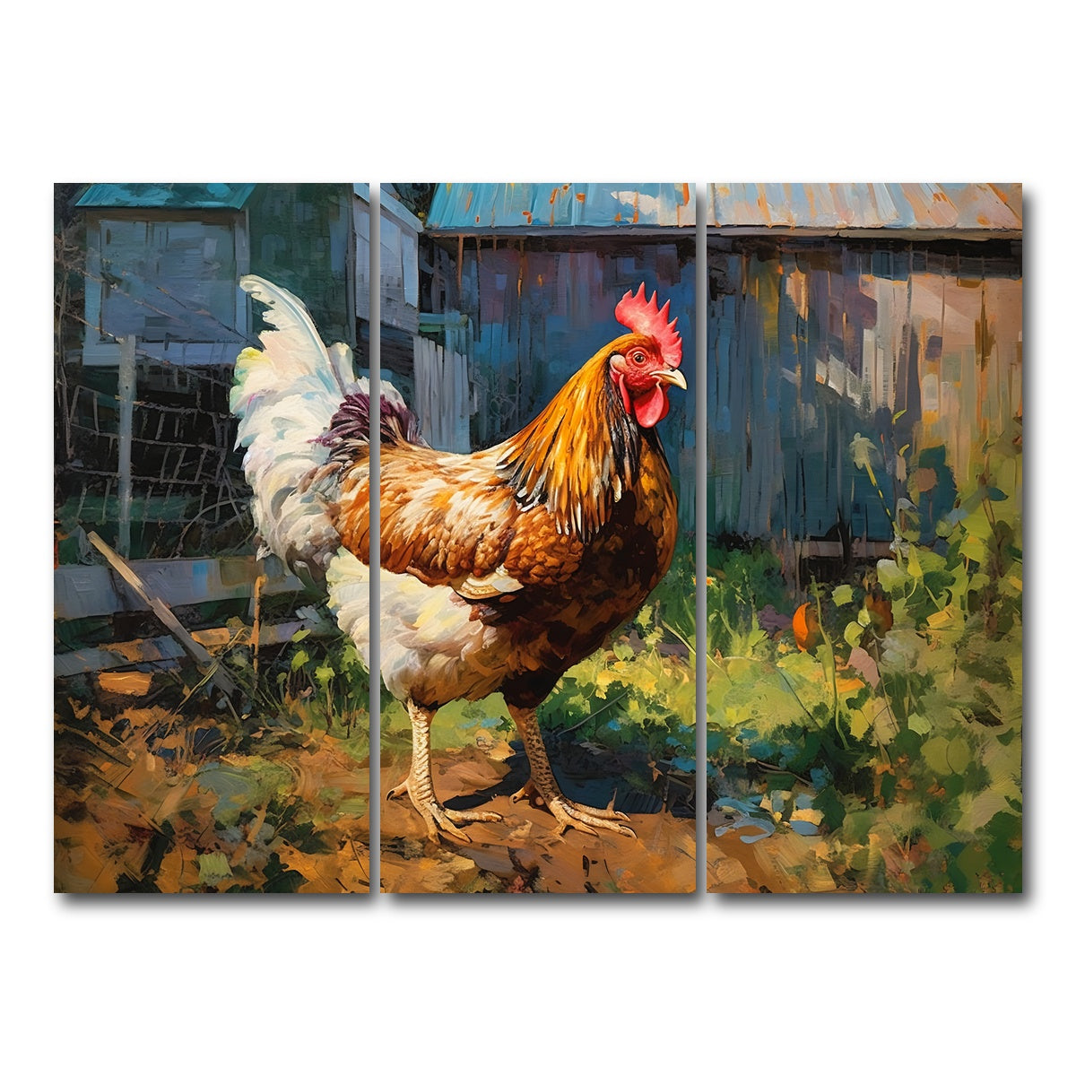 AUTO-MOCKUP WHITE | Rooster | 3 Piece | Gallery Wrap Canvas | group=8x18