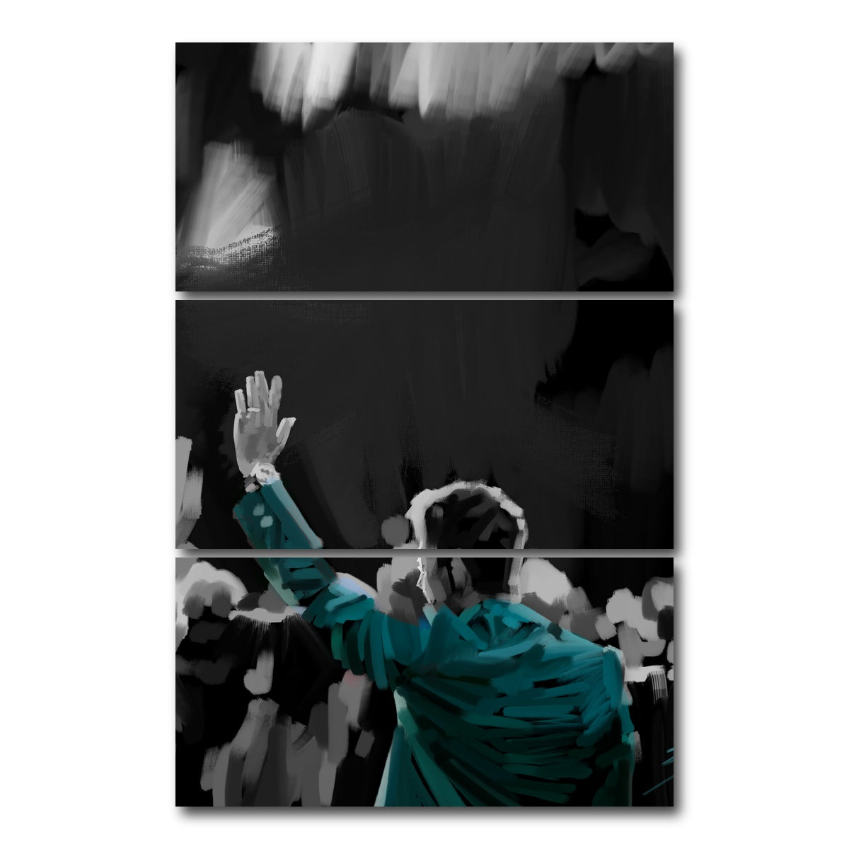 AUTO-MOCKUP WHITE | Rory Mcilroy Green Jacket | 3 Piece | Gallery Wrap Canvas | group=12x24_stacked