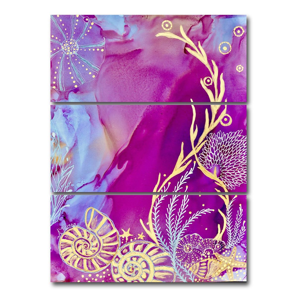 AUTO-MOCKUP WHITE | Rose Quartz Reef LL | 3 Piece | Gallery Wrap Canvas | group=8x18_stacked