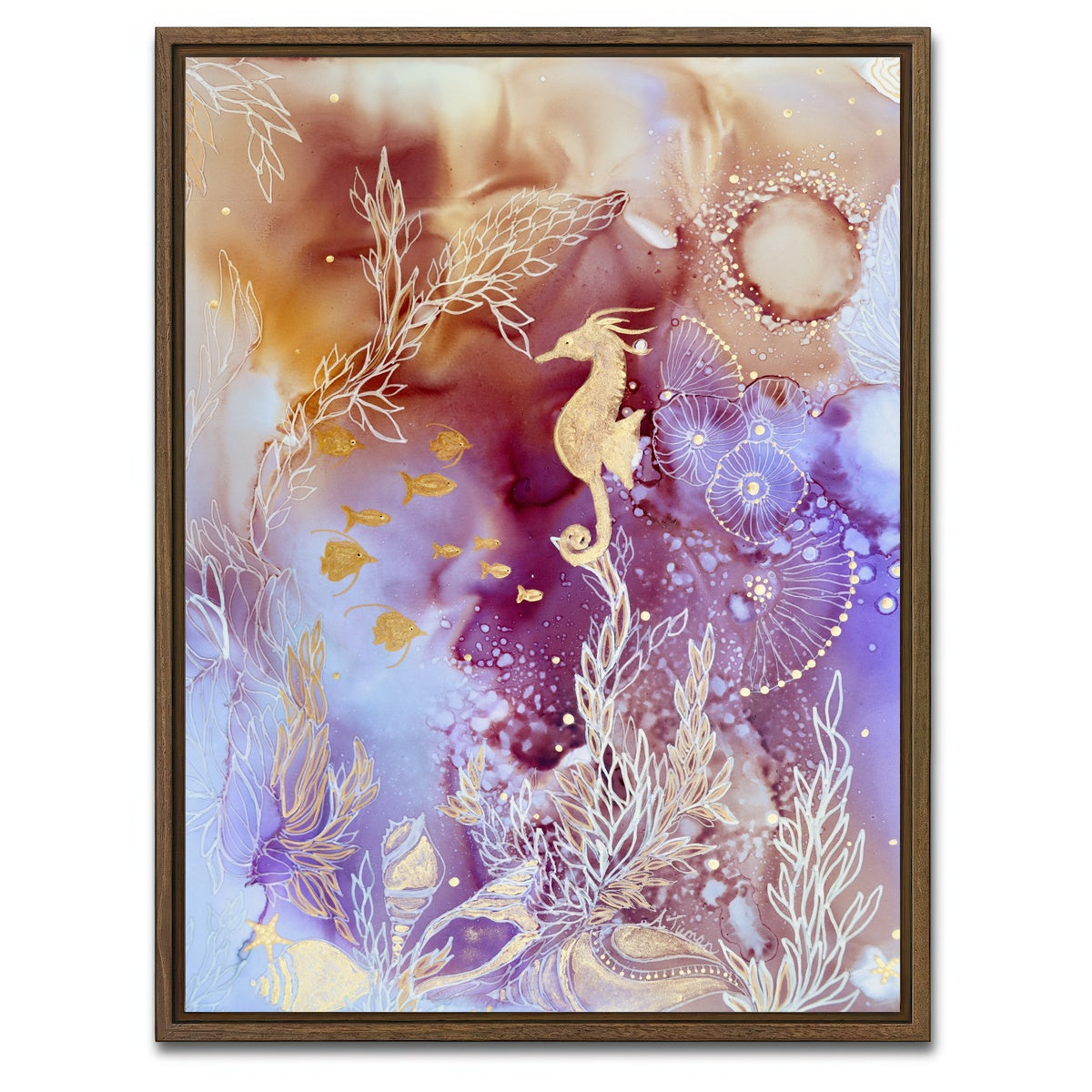 AUTO-MOCKUP WHITE | Rose Quartz Reef | 1 Piece | Walnut Framed Canvas | group=3x4