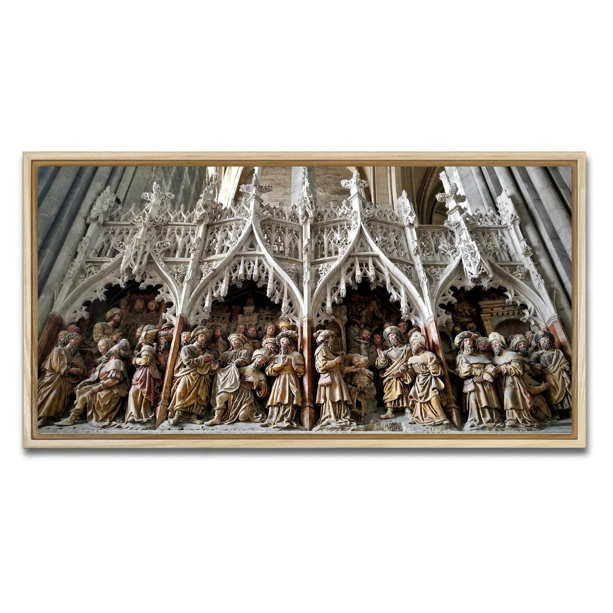 AUTO-MOCKUP WHITE | Rouen Cathedral Art | 1 Piece | Natural Framed Canvas | group=2x1