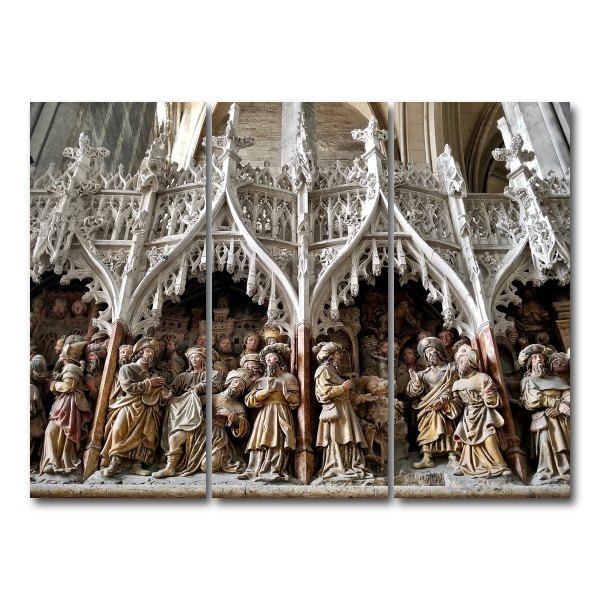 AUTO-MOCKUP WHITE | Rouen Cathedral Art | 3 Piece | Gallery Wrap Canvas | group=8x18