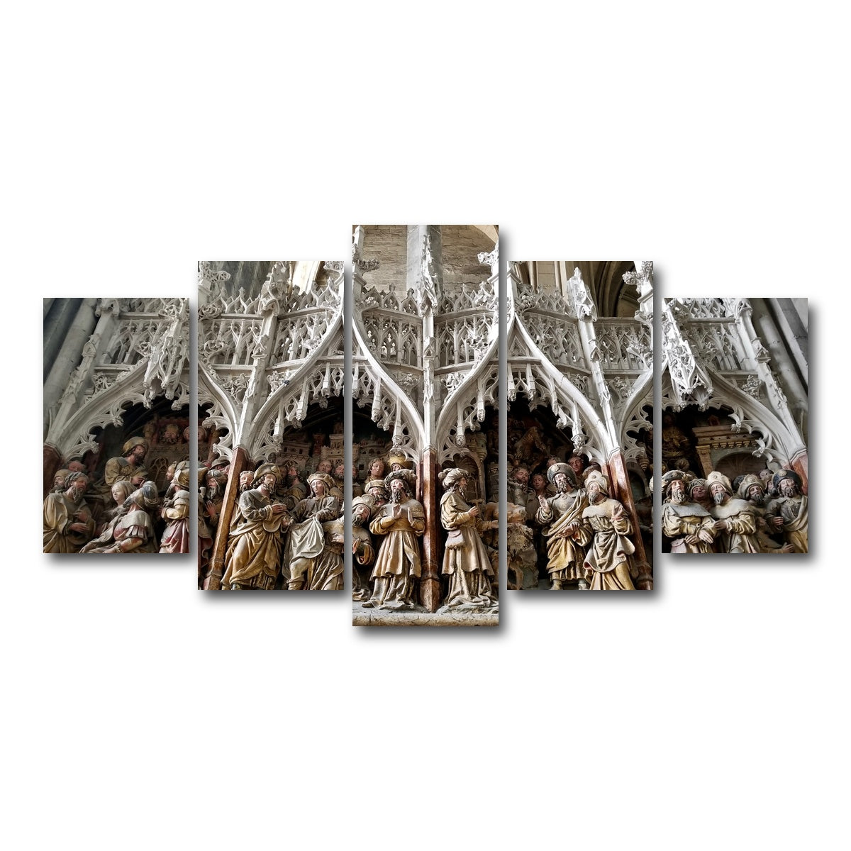 AUTO-MOCKUP WHITE | Rouen Cathedral Art | 5 Piece | Gallery Wrap Canvas | group=5_normal