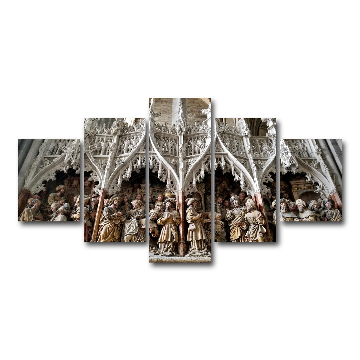 AUTO-MOCKUP WHITE | Rouen Cathedral Art | 5 Piece | Gallery Wrap Canvas | group=5_short