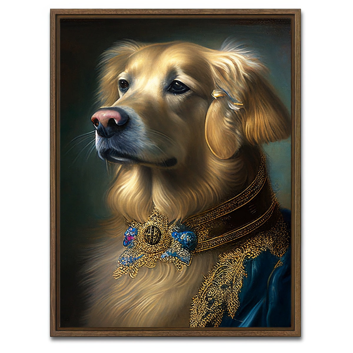 AUTO-MOCKUP WHITE | Royal Pets Golden Retriever | 1 Piece | Walnut Framed Canvas | group=3x4