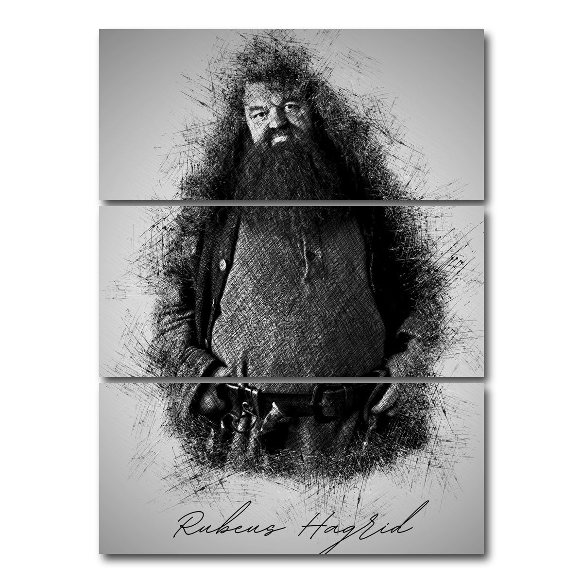 AUTO-MOCKUP WHITE | Rubeus Hagrid | 3 Piece | Gallery Wrap Canvas | group=8x18_stacked