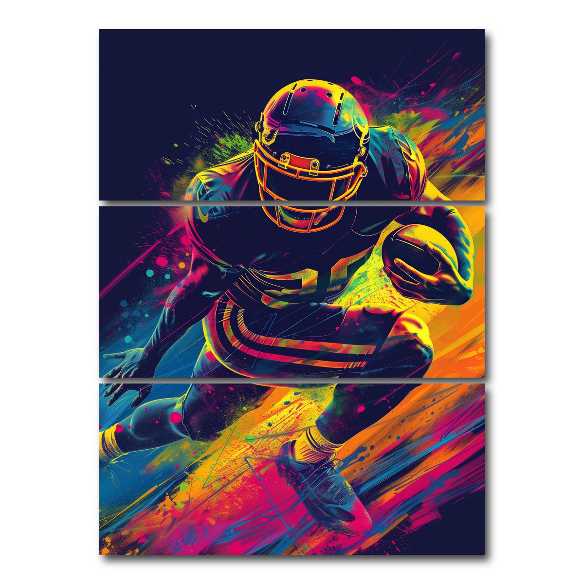 AUTO-MOCKUP WHITE | Running Back | 3 Piece | Gallery Wrap Canvas | group=8x18_stacked