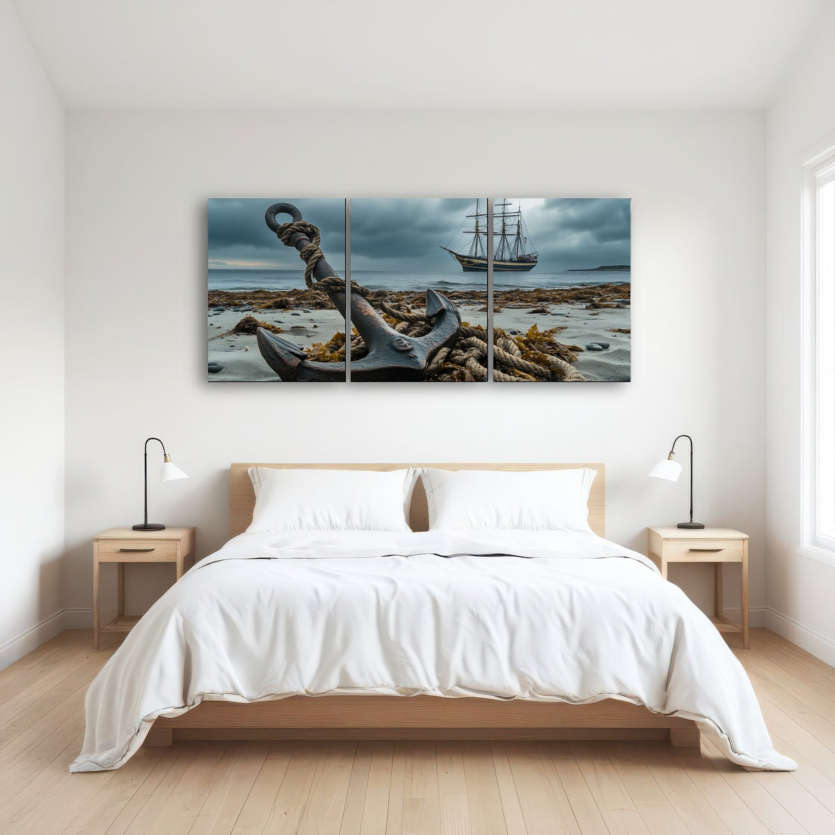 AUTO-MOCKUP ROOM | Rustic anchor on sandy beach