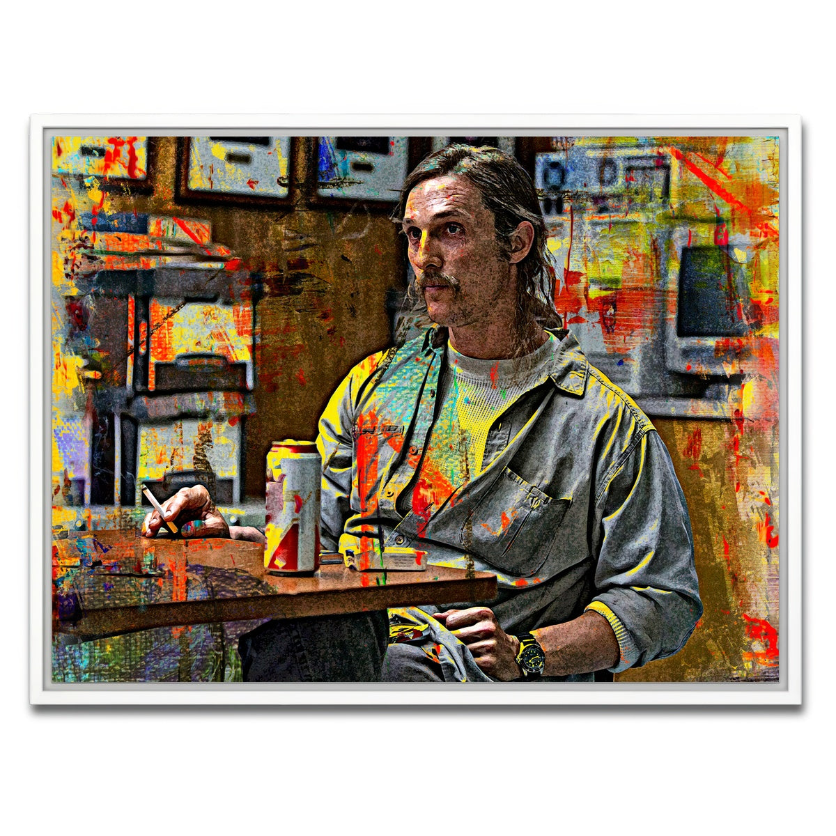 AUTO-MOCKUP WHITE | Rustin Cohle | 1 Piece | White Framed Canvas | group=4x3