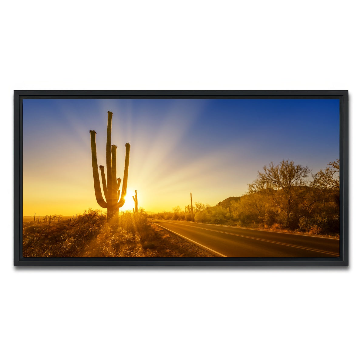 AUTO-MOCKUP WHITE | SAGUARO NATIONAL PARK Setting Sun | 1 Piece | Black Framed Canvas | group=2x1