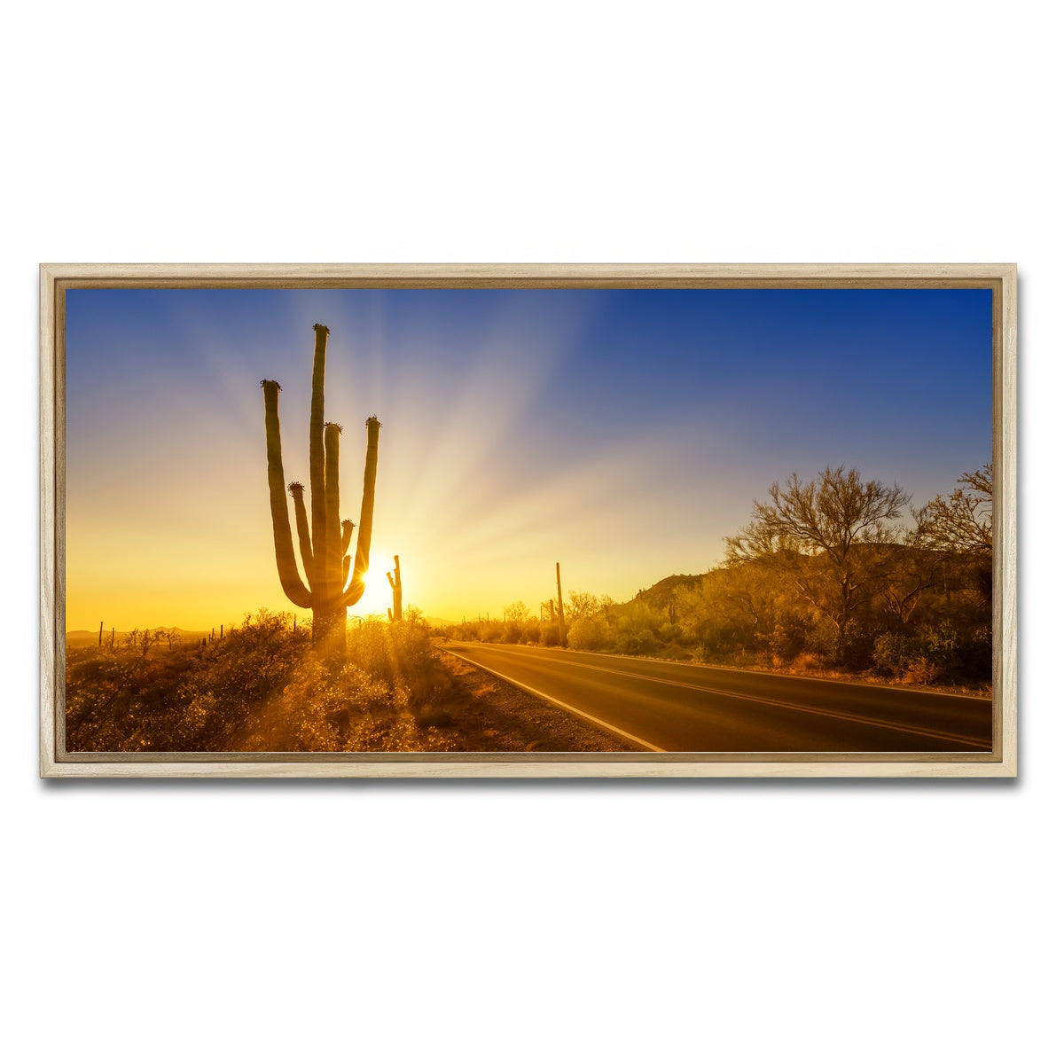 AUTO-MOCKUP WHITE | SAGUARO NATIONAL PARK Setting Sun | 1 Piece | Natural Framed Canvas | group=2x1