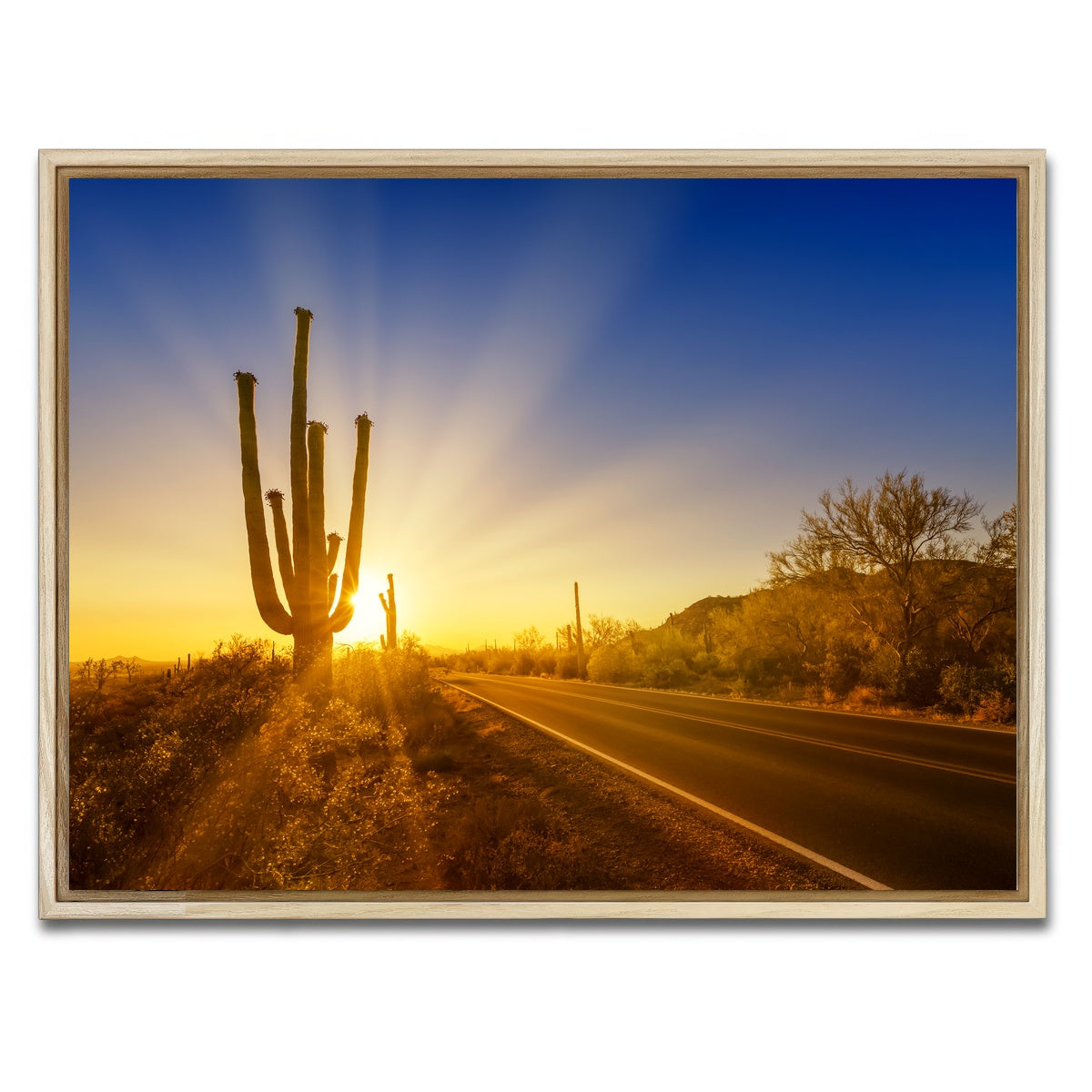 AUTO-MOCKUP WHITE | SAGUARO NATIONAL PARK Setting Sun | 1 Piece | Natural Framed Canvas | group=4x3
