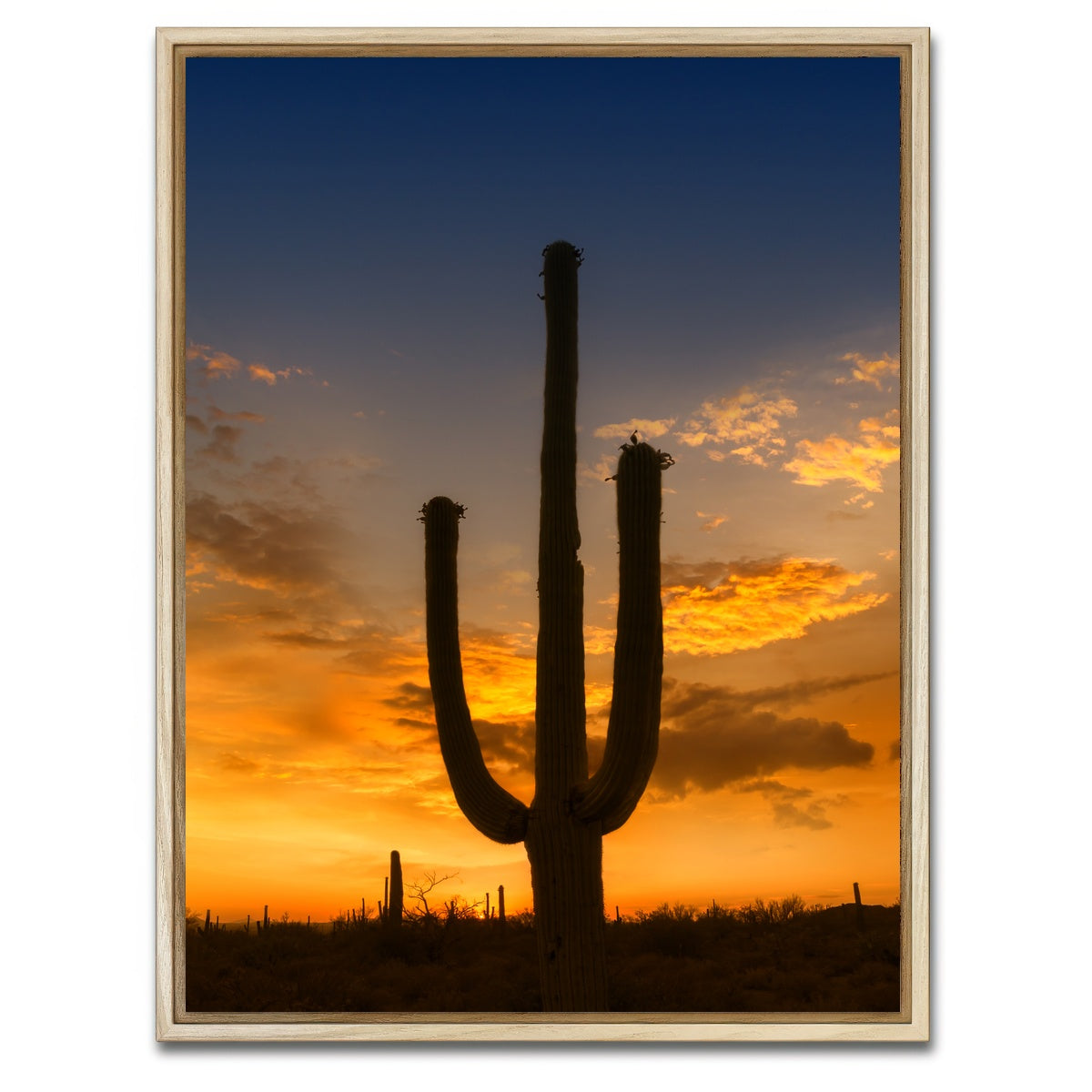 AUTO-MOCKUP WHITE | SAGUARO NATIONAL PARK Sunset | 1 Piece | Natural Framed Canvas | group=3x4