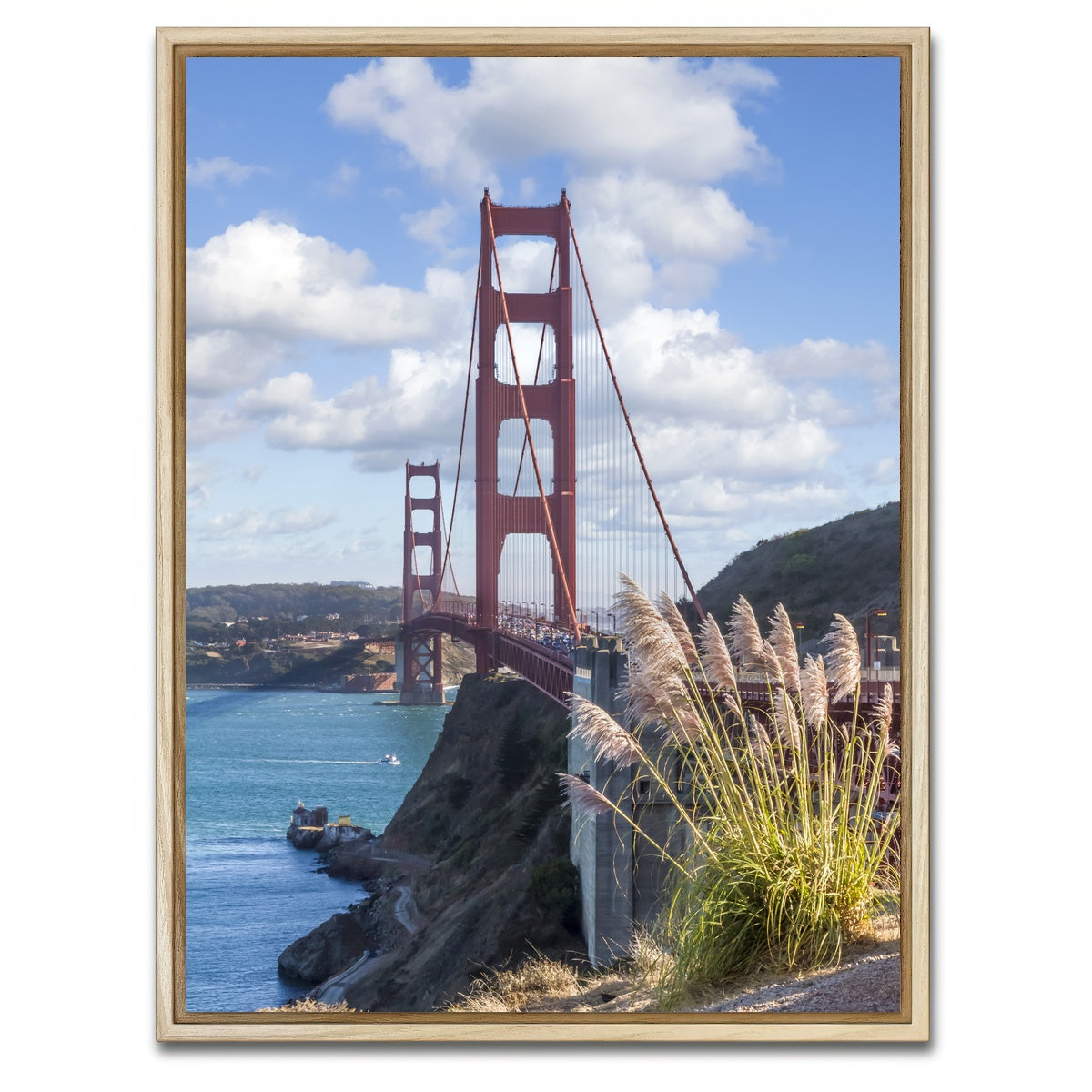 AUTO-MOCKUP WHITE | SAN FRANCISCO Golden Gate Bridge | 1 Piece | Natural Framed Canvas | group=3x4