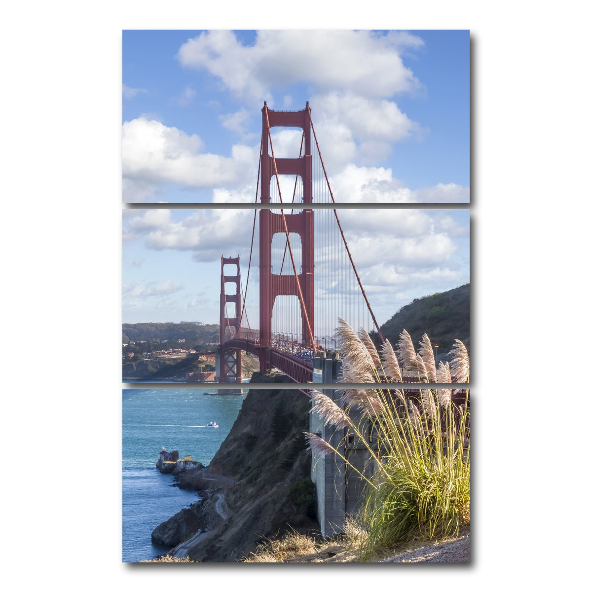 AUTO-MOCKUP WHITE | SAN FRANCISCO Golden Gate Bridge | 3 Piece | Gallery Wrap Canvas | group=12x24_stacked