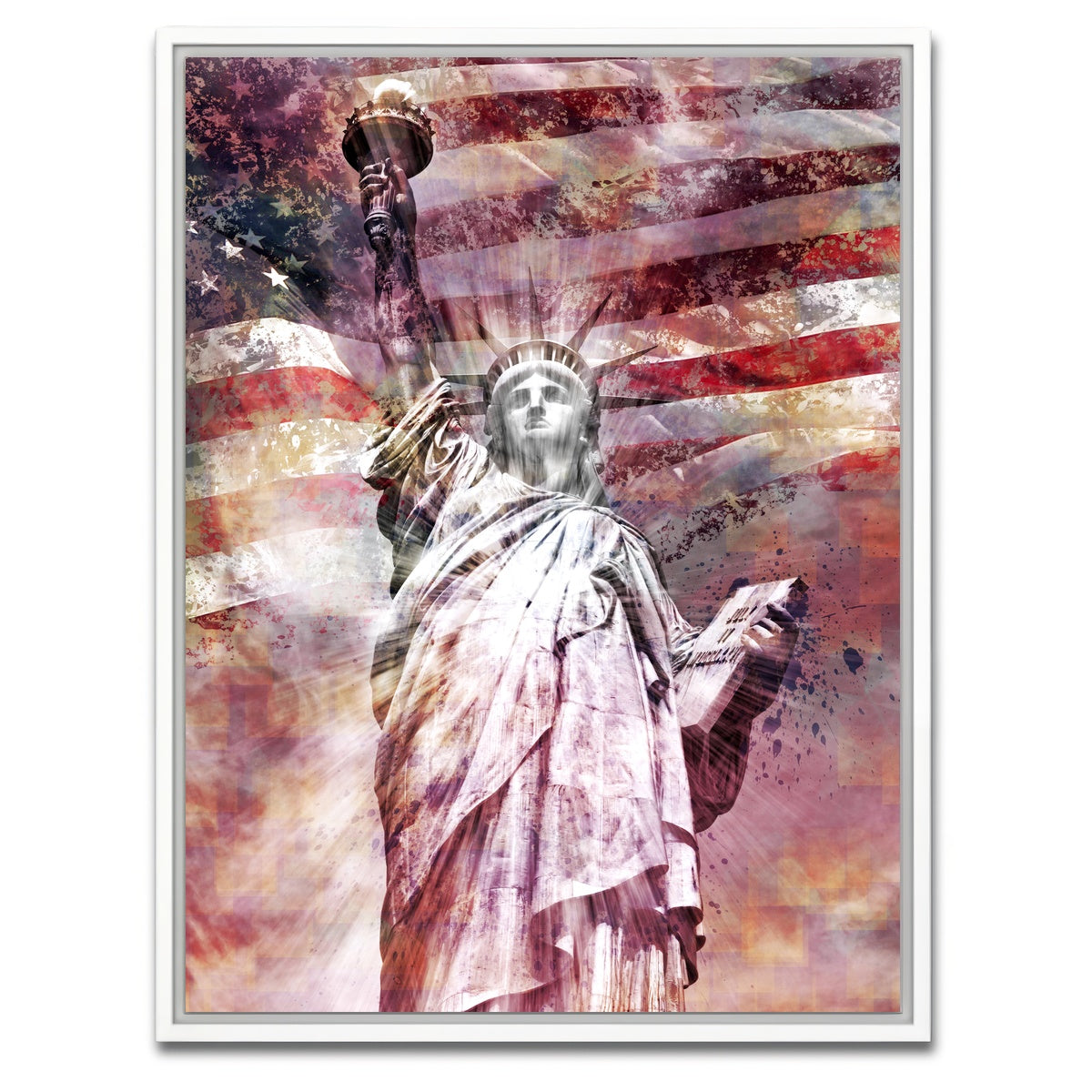 AUTO-MOCKUP WHITE | STATUE OF LIBERTY - Red | 1 Piece | White Framed Canvas | group=3x4