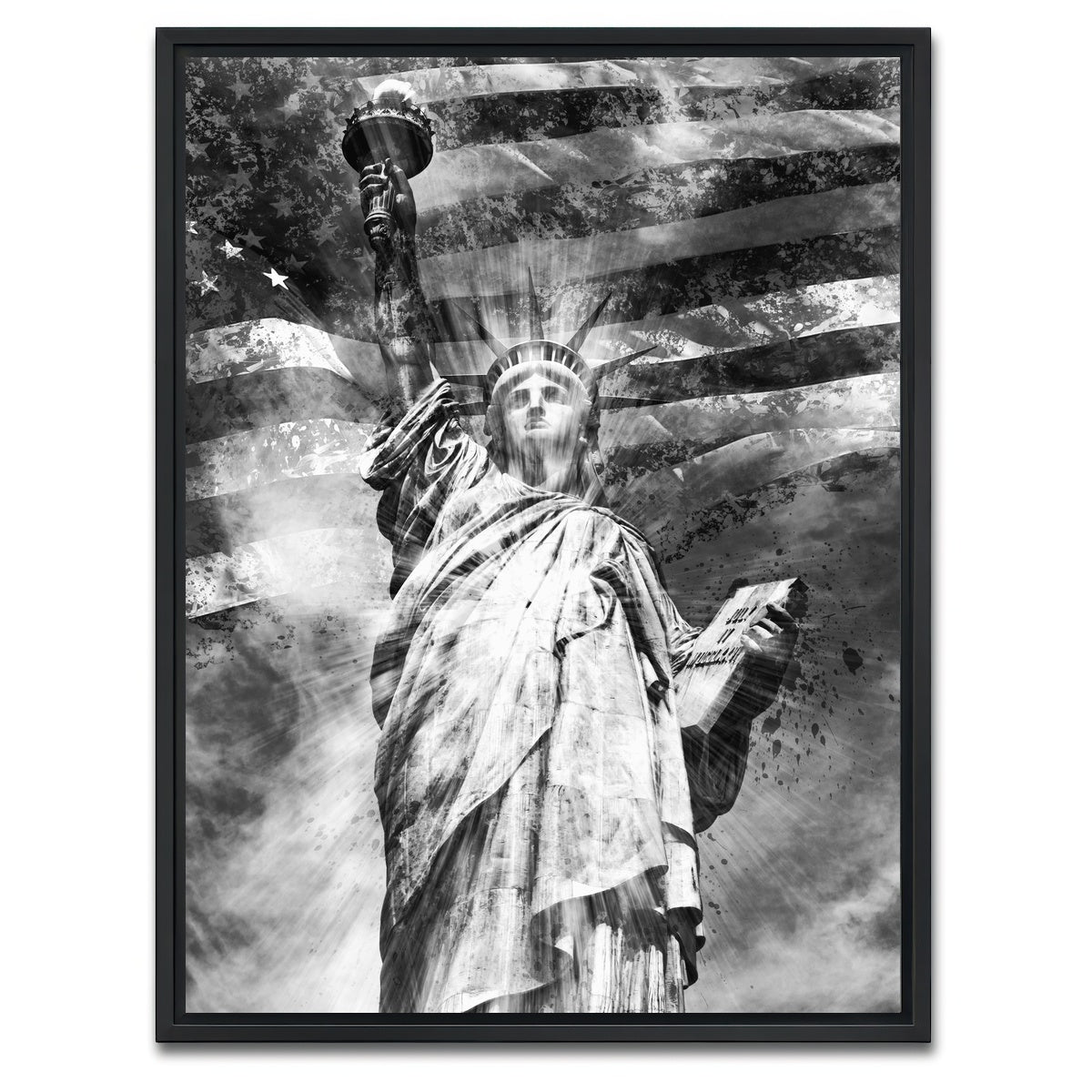 AUTO-MOCKUP WHITE | STATUE OF LIBERTY Monochrome | 1 Piece | Black Framed Canvas | group=3x4