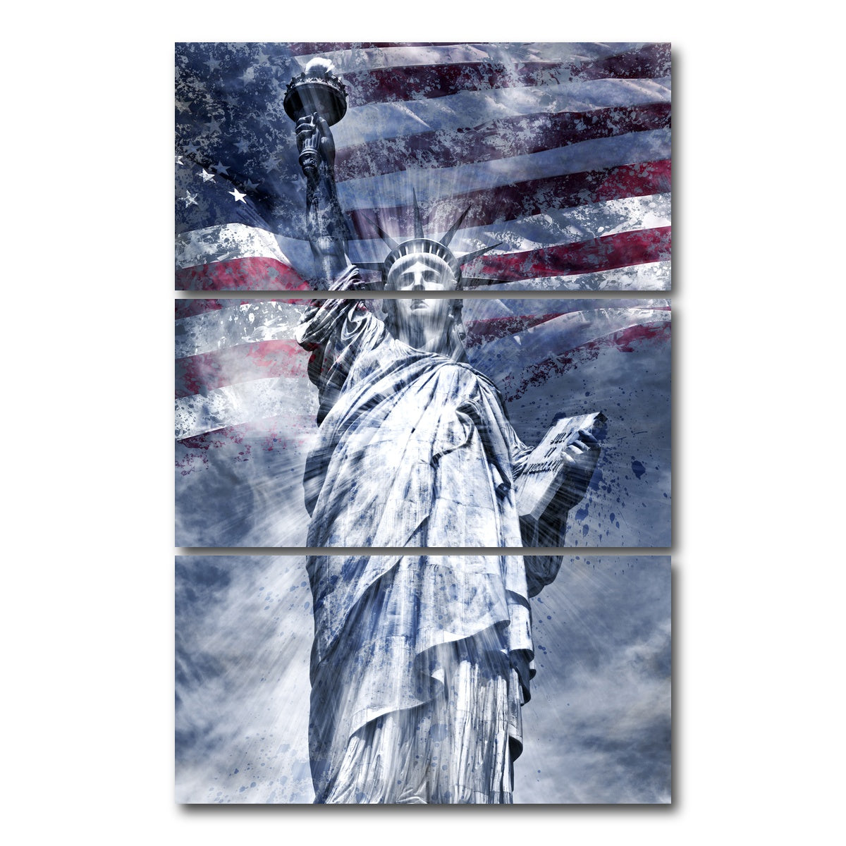 AUTO-MOCKUP WHITE | STATUE OF LIBERTY NYC | 3 Piece | Gallery Wrap Canvas | group=12x24_stacked