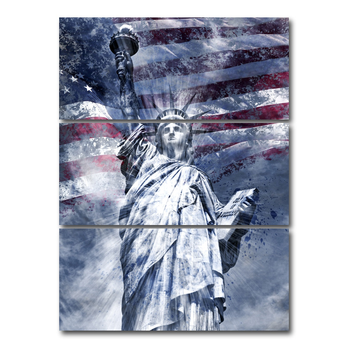 AUTO-MOCKUP WHITE | STATUE OF LIBERTY NYC | 3 Piece | Gallery Wrap Canvas | group=8x18_stacked