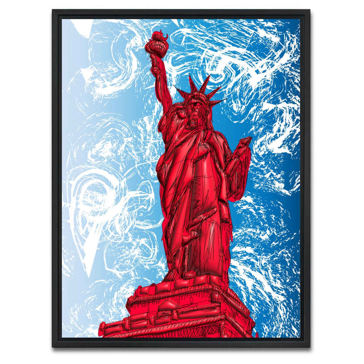 AUTO-MOCKUP WHITE | STATUE OF LIBERTY Red | 1 Piece | Black Framed Canvas | group=3x4