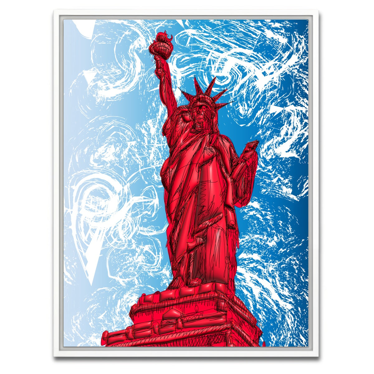 AUTO-MOCKUP WHITE | STATUE OF LIBERTY Red | 1 Piece | White Framed Canvas | group=3x4