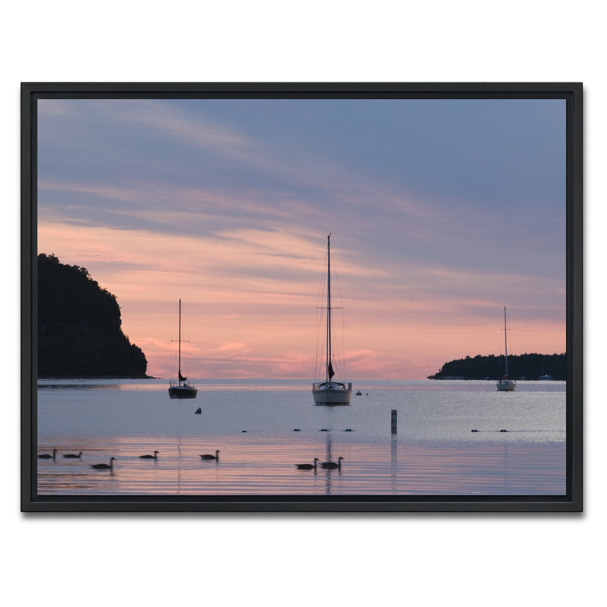 AUTO-MOCKUP WHITE | Sailboats at sunset Door County | 1 Piece | Black Framed Canvas | group=4x3