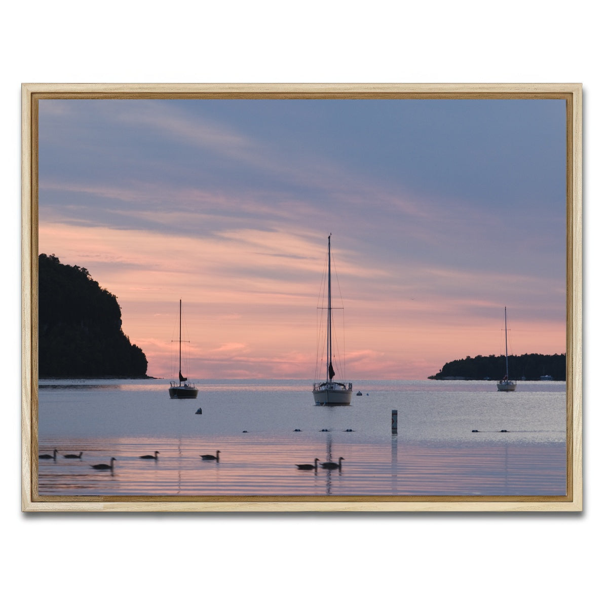 AUTO-MOCKUP WHITE | Sailboats at sunset Door County | 1 Piece | Natural Framed Canvas | group=4x3