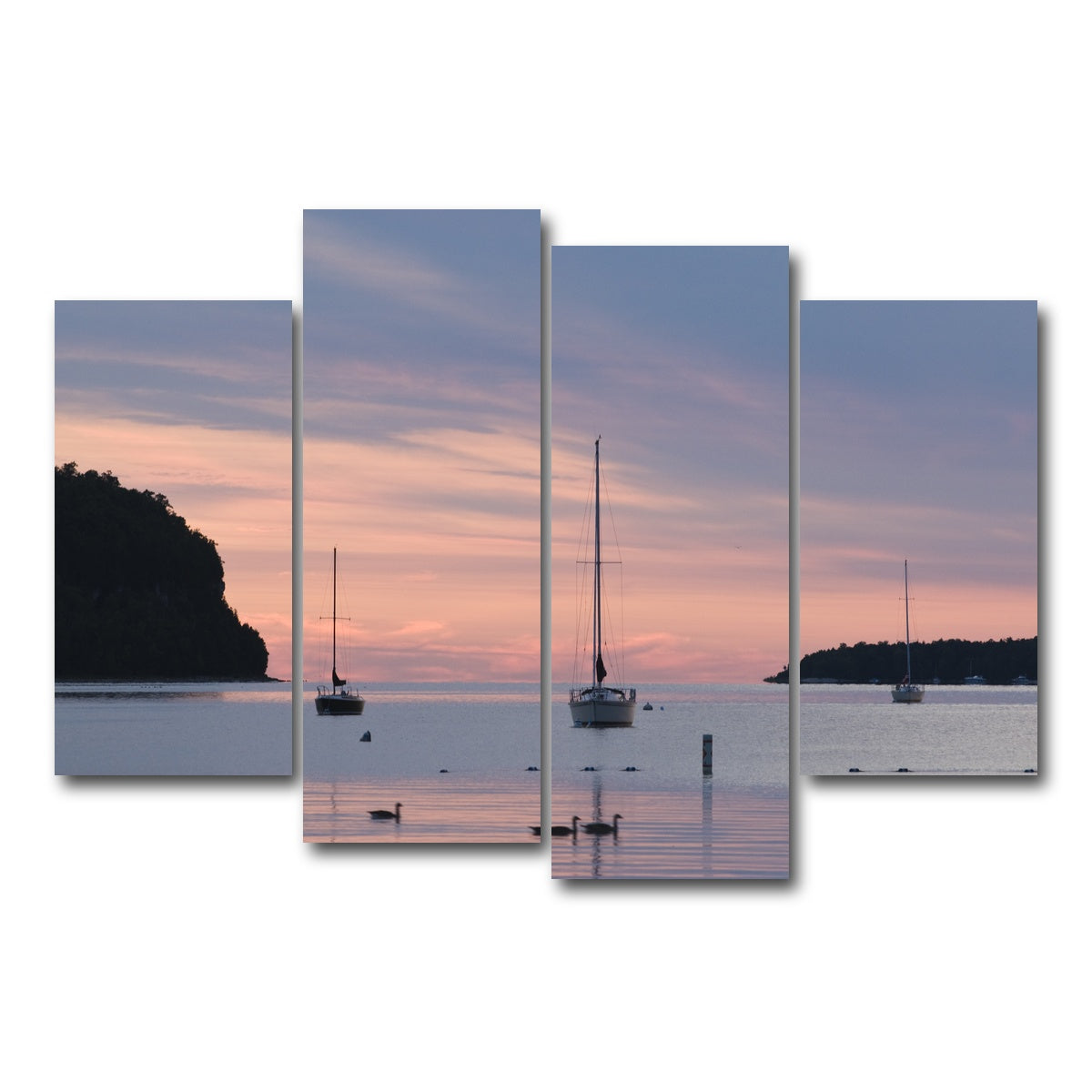 AUTO-MOCKUP WHITE | Sailboats at sunset Door County | 4 Piece | Gallery Wrap Canvas | group=4_short