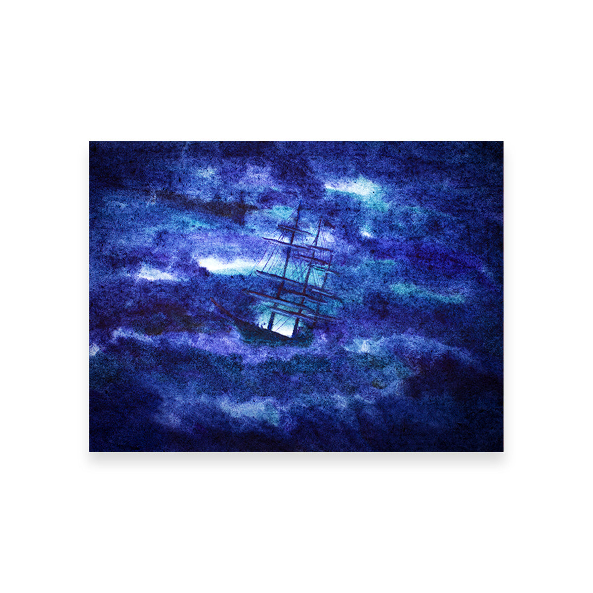 Sailing Ship in the Night Storm Wall Art