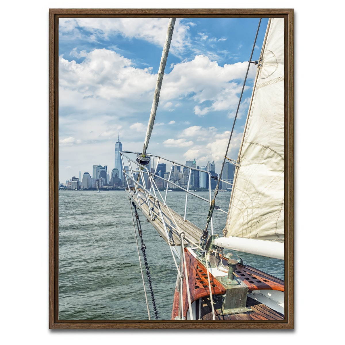 AUTO-MOCKUP WHITE | Sailing In New york | 1 Piece | Walnut Framed Canvas | group=3x4