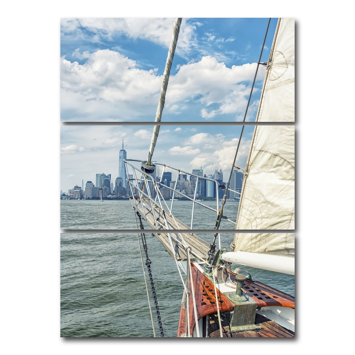 AUTO-MOCKUP WHITE | Sailing In New york | 3 Piece | Gallery Wrap Canvas | group=8x18_stacked