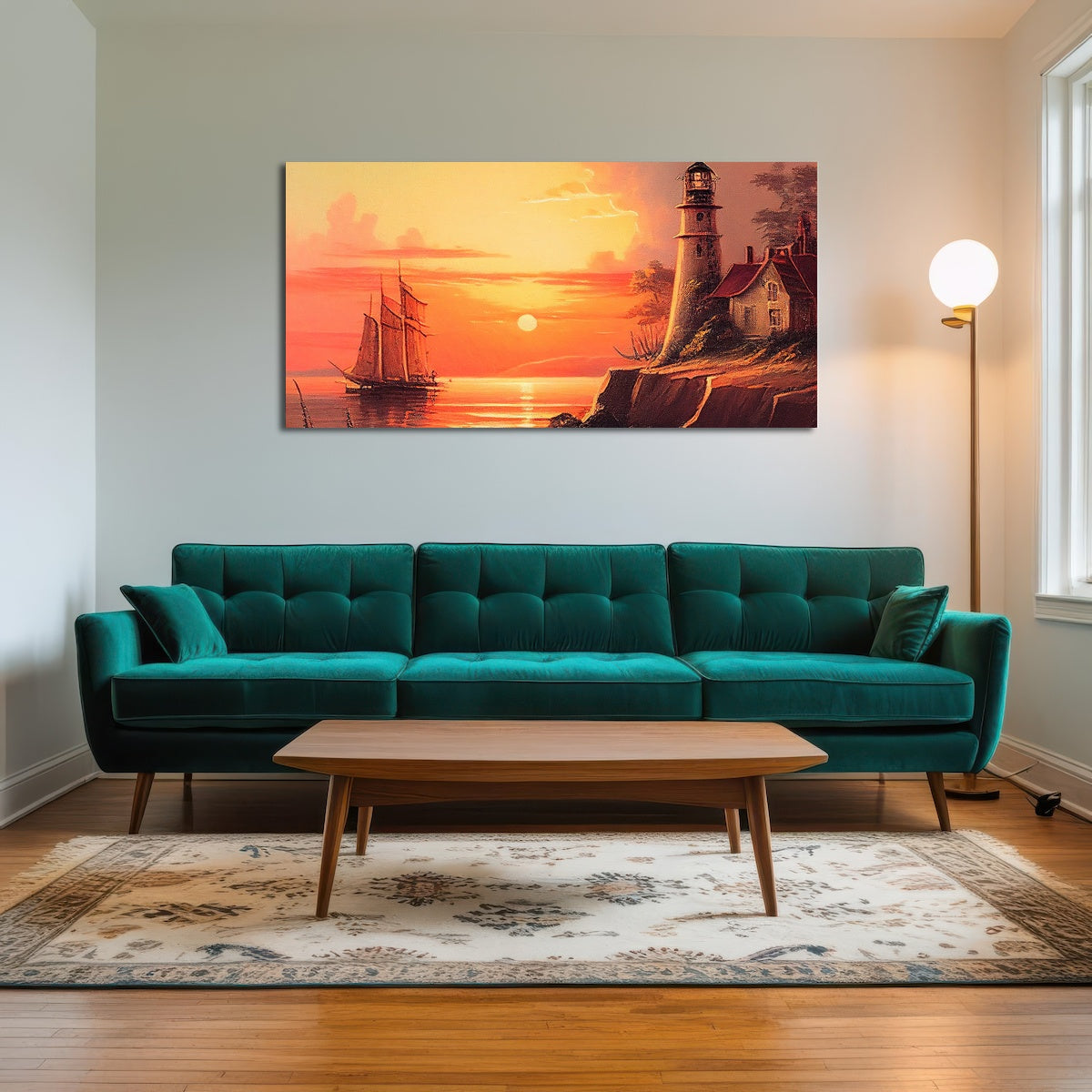 AUTO-MOCKUP ROOM | Sailing Past a Lighthouse and Sunset