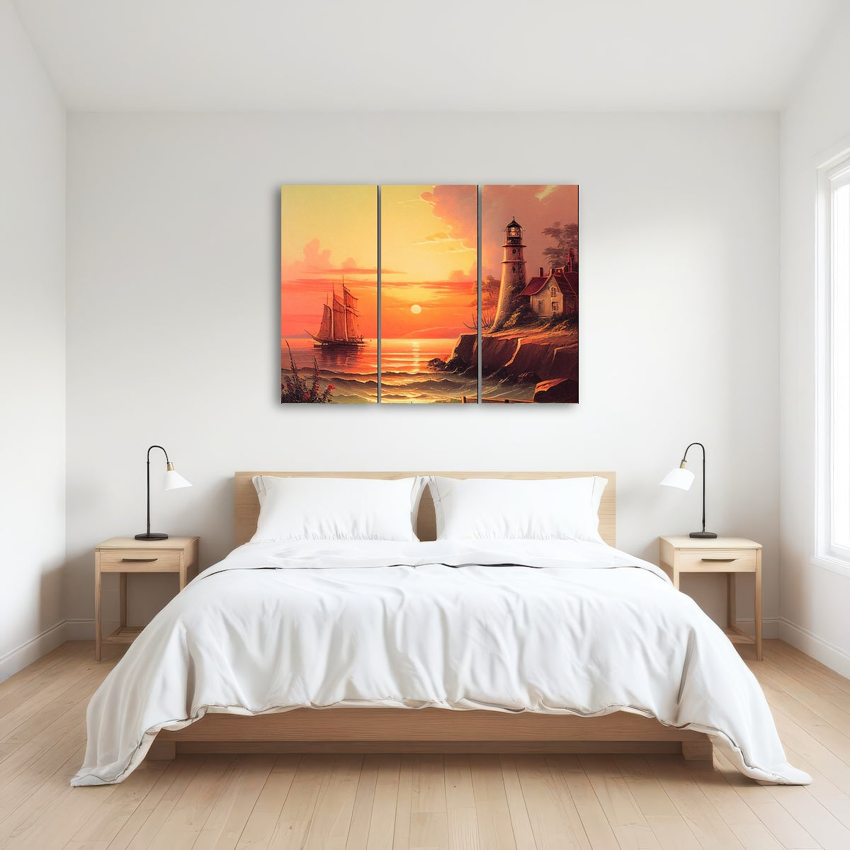 AUTO-MOCKUP ROOM | Sailing Past a Lighthouse and Sunset