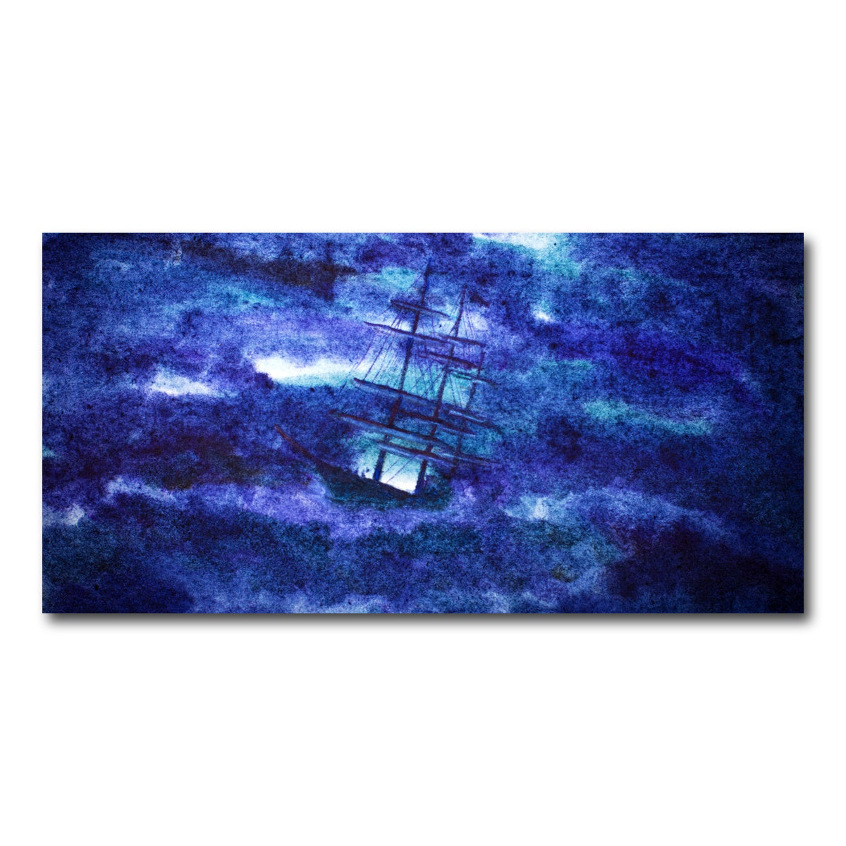 AUTO-MOCKUP WHITE | Sailing Ship in the Night Storm | 1 Piece | Gallery Wrap Canvas | group=2x1