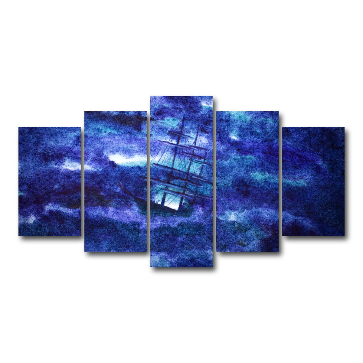AUTO-MOCKUP WHITE | Sailing Ship in the Night Storm | 5 Piece | Gallery Wrap Canvas | group=5_normal