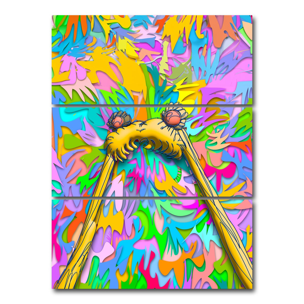 AUTO-MOCKUP WHITE | Sailor moon Hair | 3 Piece | Gallery Wrap Canvas | group=8x18_stacked