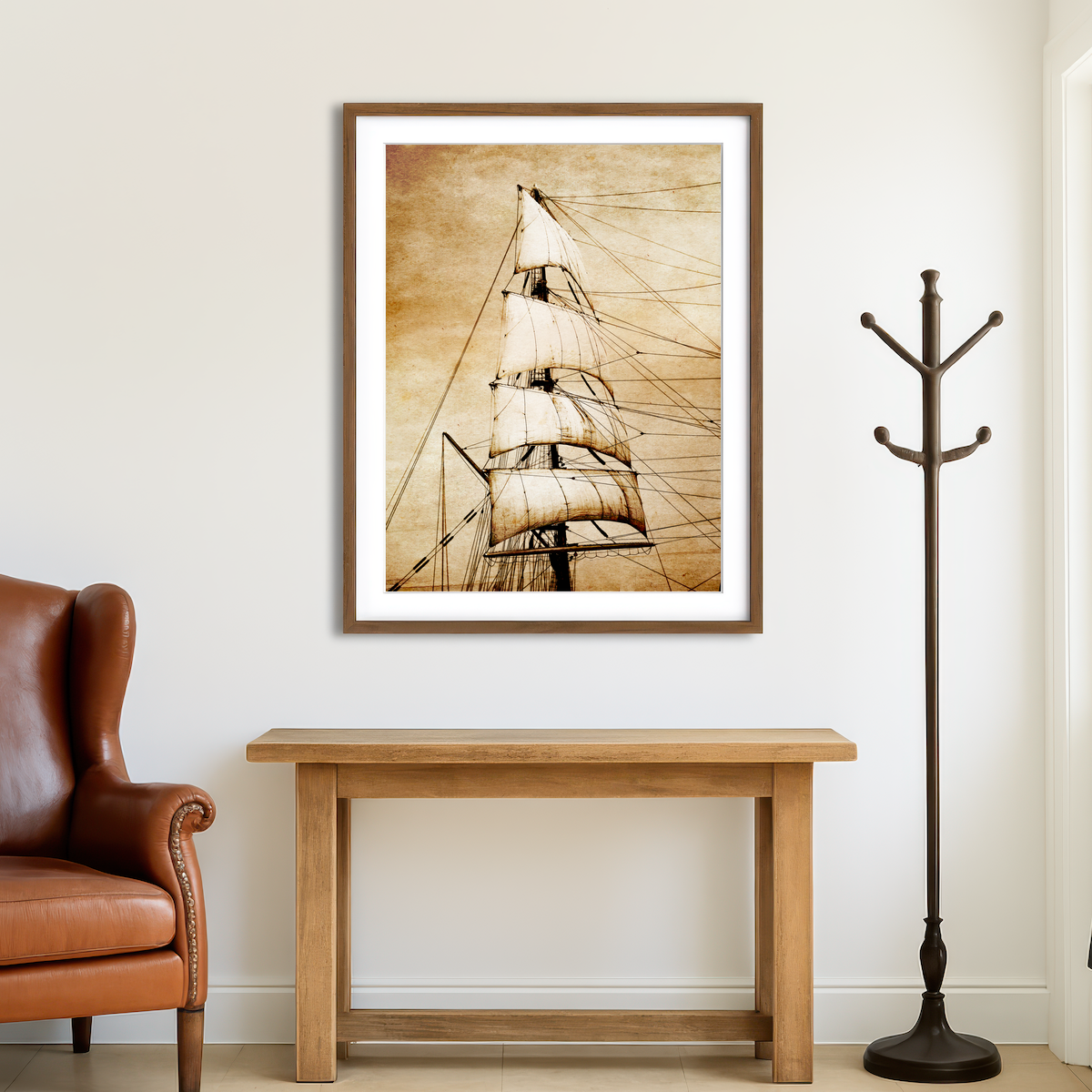 AUTO-MOCKUP ROOM | Sails on Old Paper Wall Art