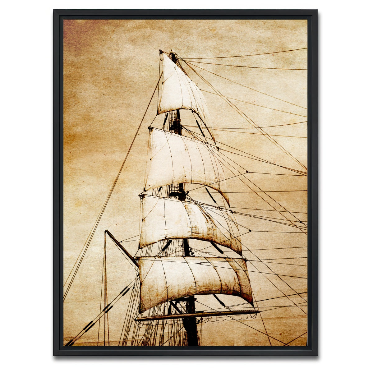 AUTO-MOCKUP WHITE | Sails on old paper | 1 Piece | Black Framed Canvas | group=3x4