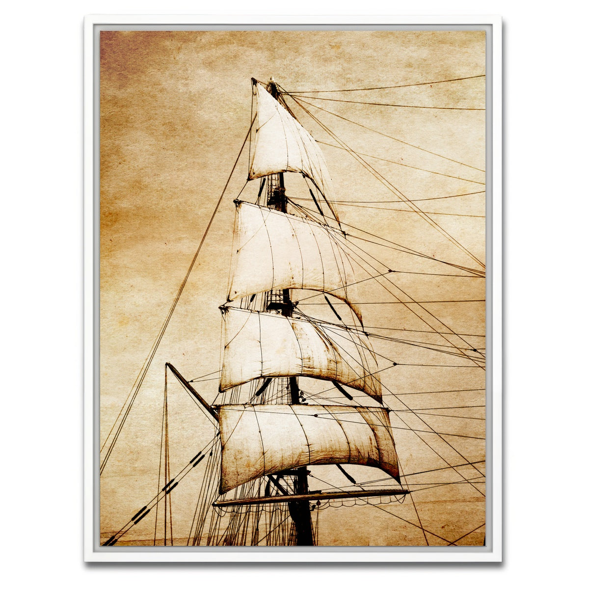 AUTO-MOCKUP WHITE | Sails on old paper | 1 Piece | White Framed Canvas | group=3x4