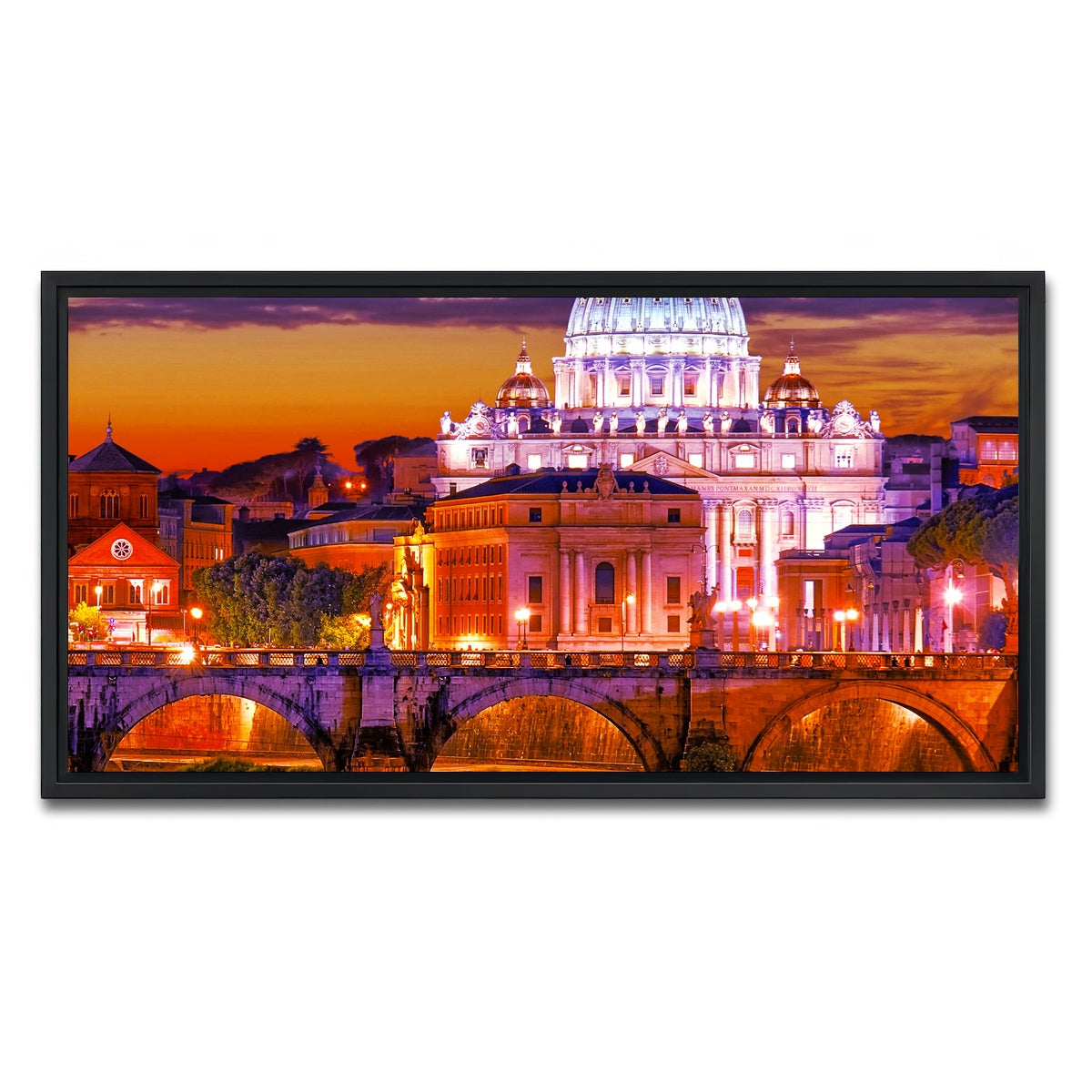 AUTO-MOCKUP WHITE | Saint Peters Basilica Vatican | 1 Piece | Black Framed Canvas | group=2x1