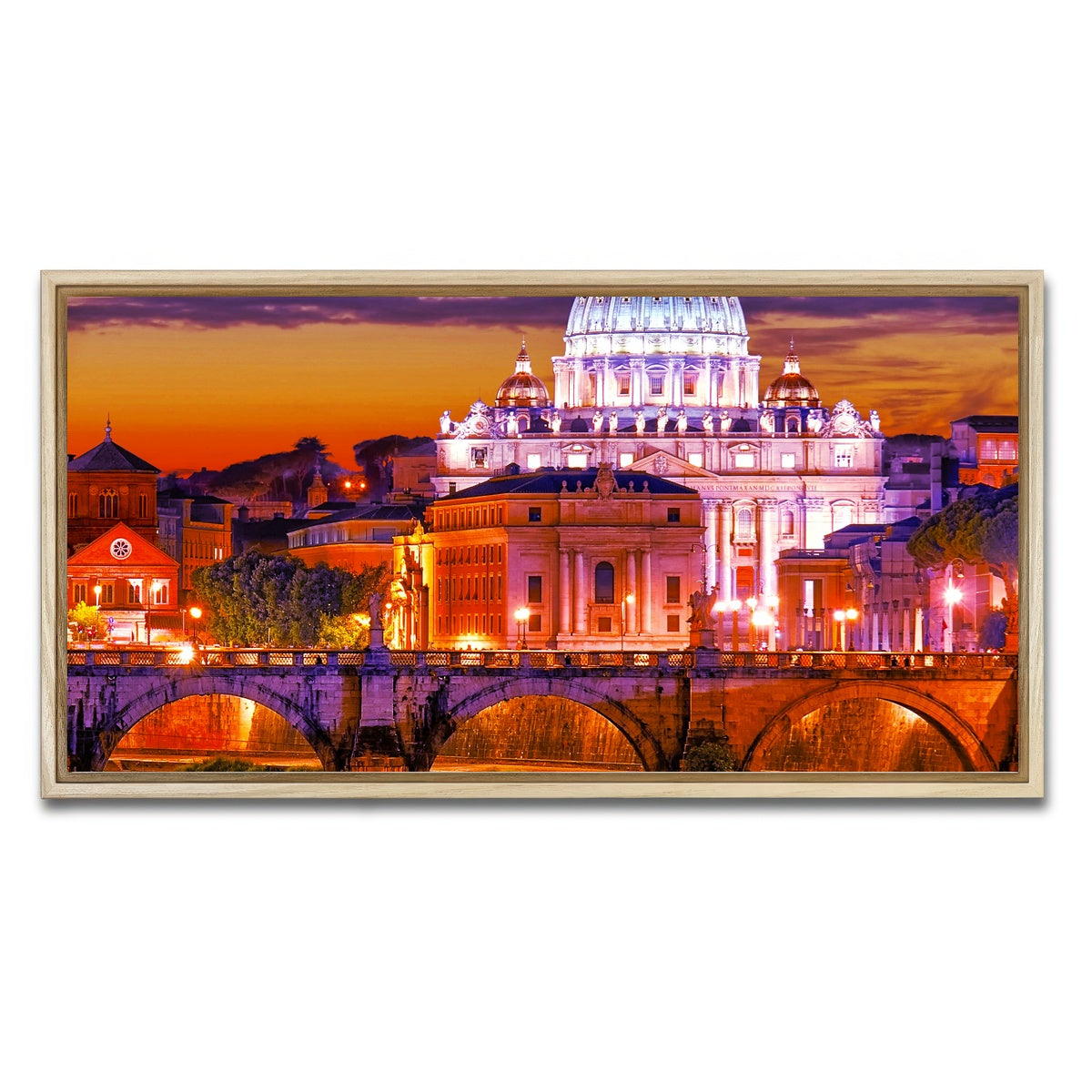 AUTO-MOCKUP WHITE | Saint Peters Basilica Vatican | 1 Piece | Natural Framed Canvas | group=2x1