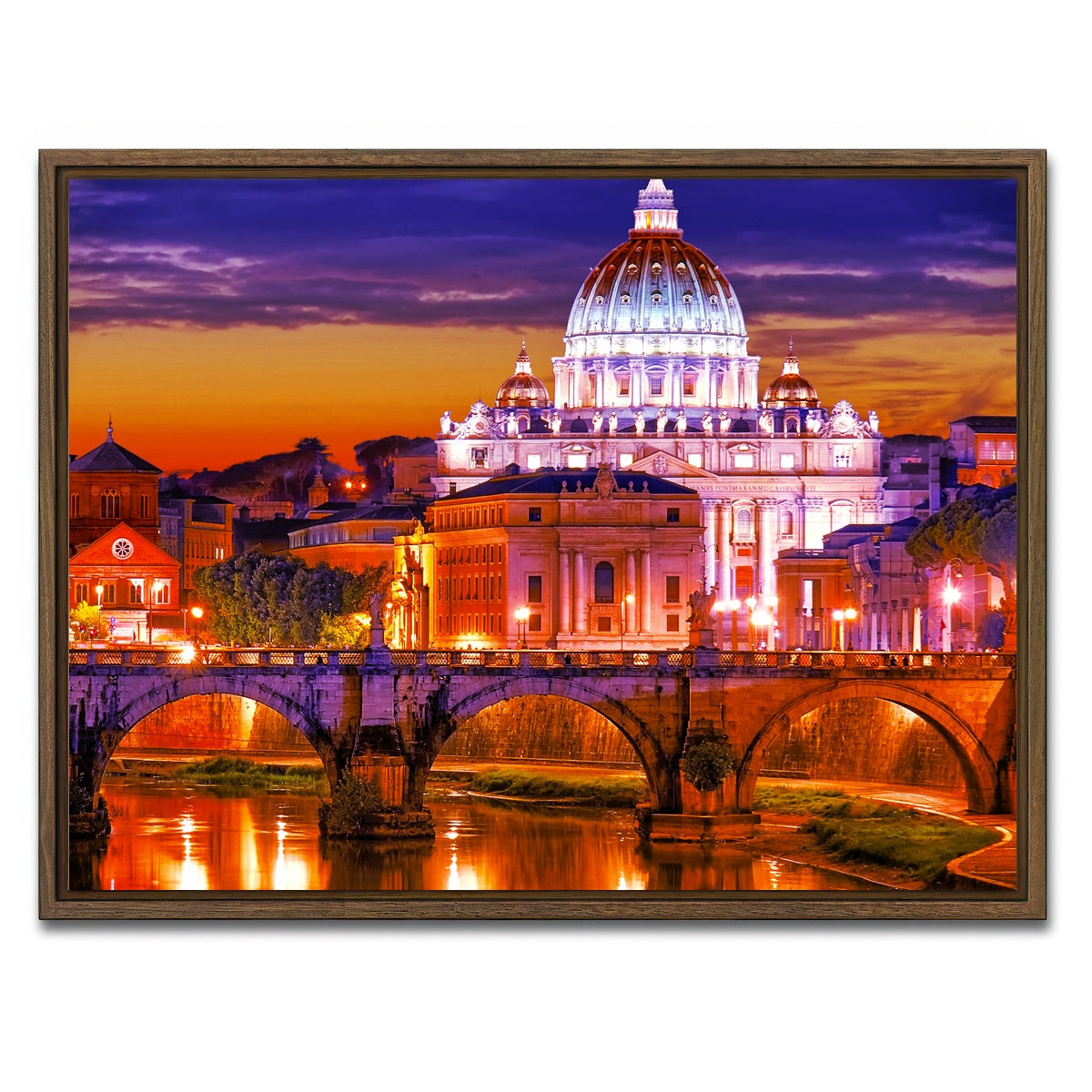 AUTO-MOCKUP WHITE | Saint Peters Basilica Vatican | 1 Piece | Walnut Framed Canvas | group=4x3