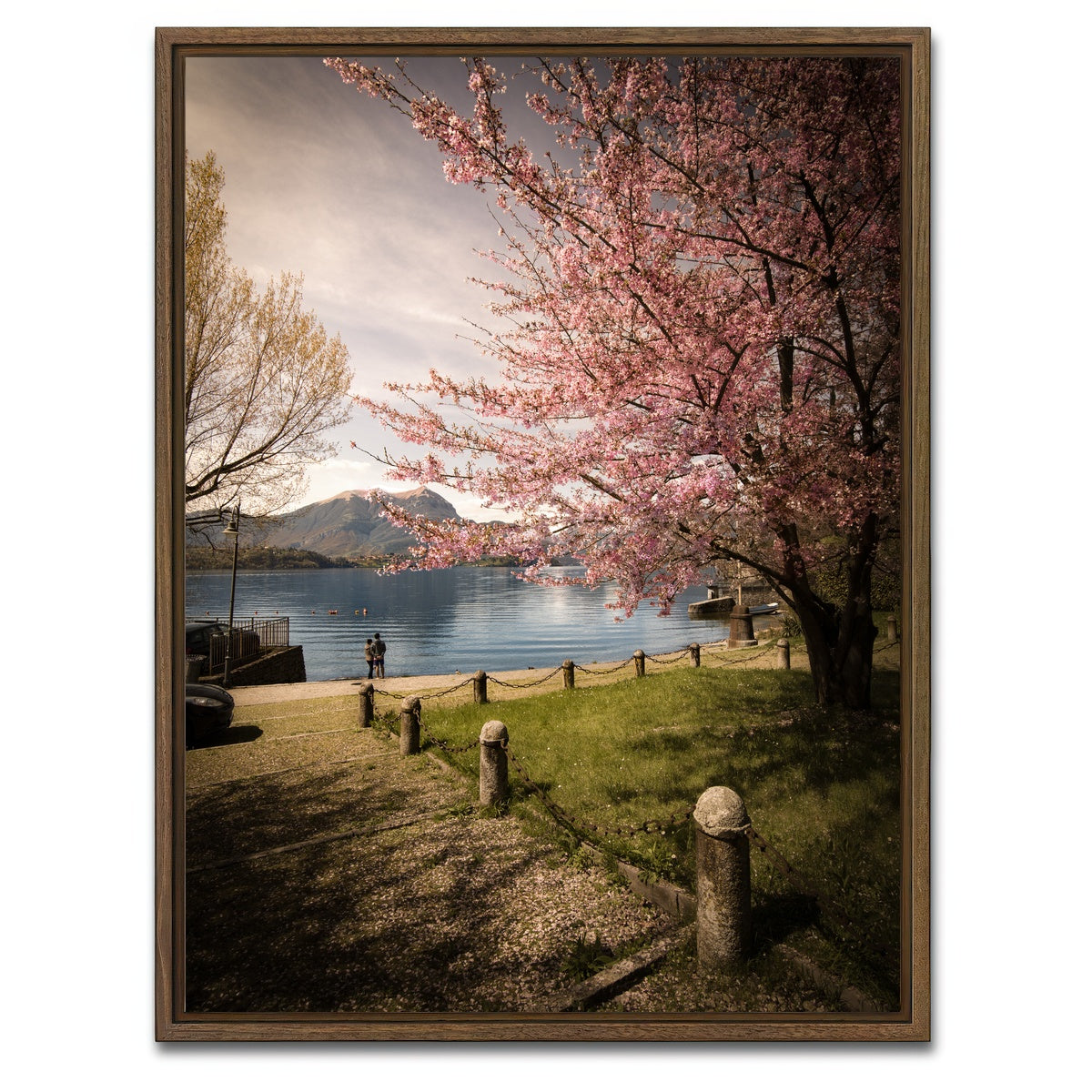 AUTO-MOCKUP WHITE | Sakura on Lake Como | 1 Piece | Walnut Framed Canvas | group=3x4