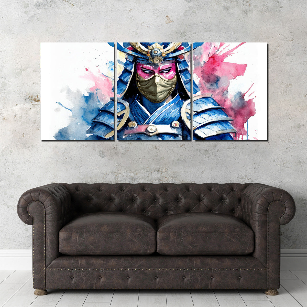 Samurai Watercolor Masked Wall Art