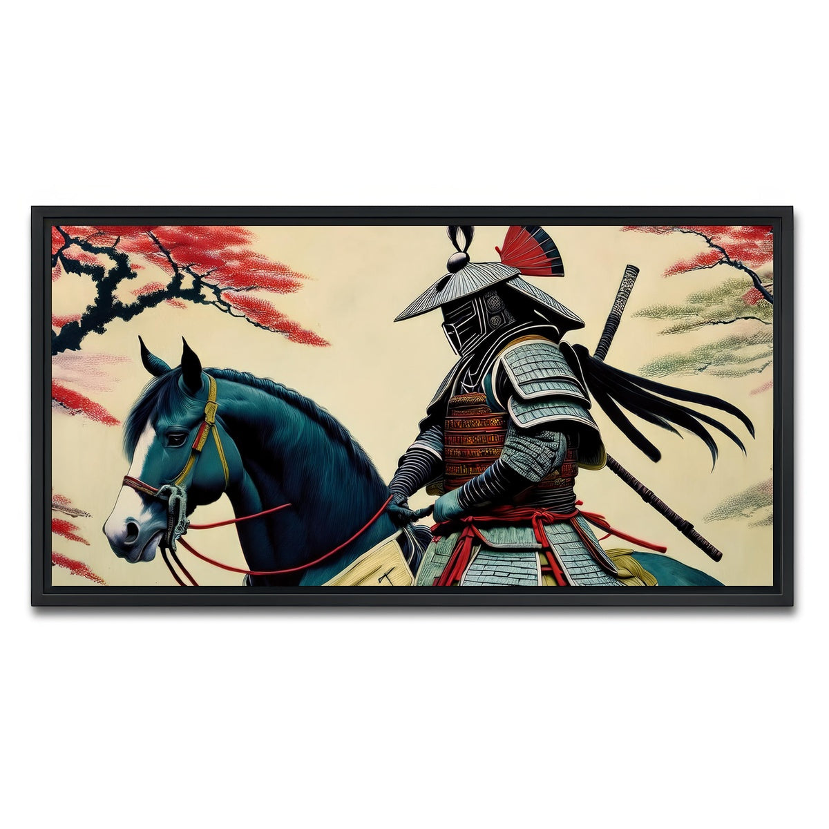 AUTO-MOCKUP WHITE | Samurai Art Horse | 1 Piece | Black Framed Canvas | group=2x1