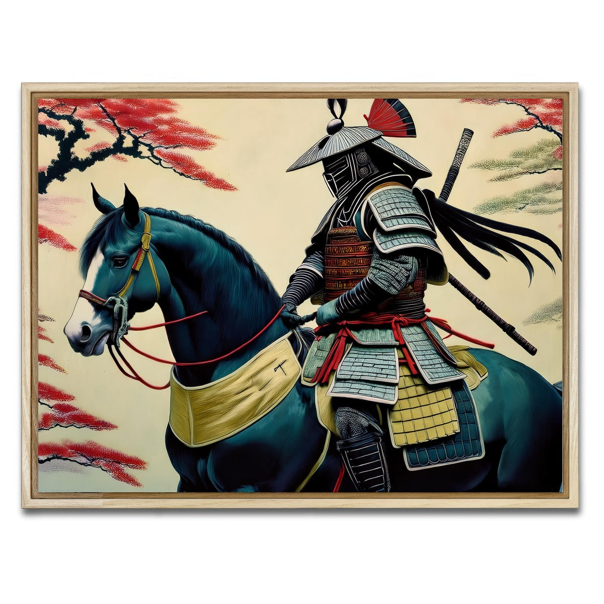 AUTO-MOCKUP WHITE | Samurai Art Horse | 1 Piece | Natural Framed Canvas | group=4x3