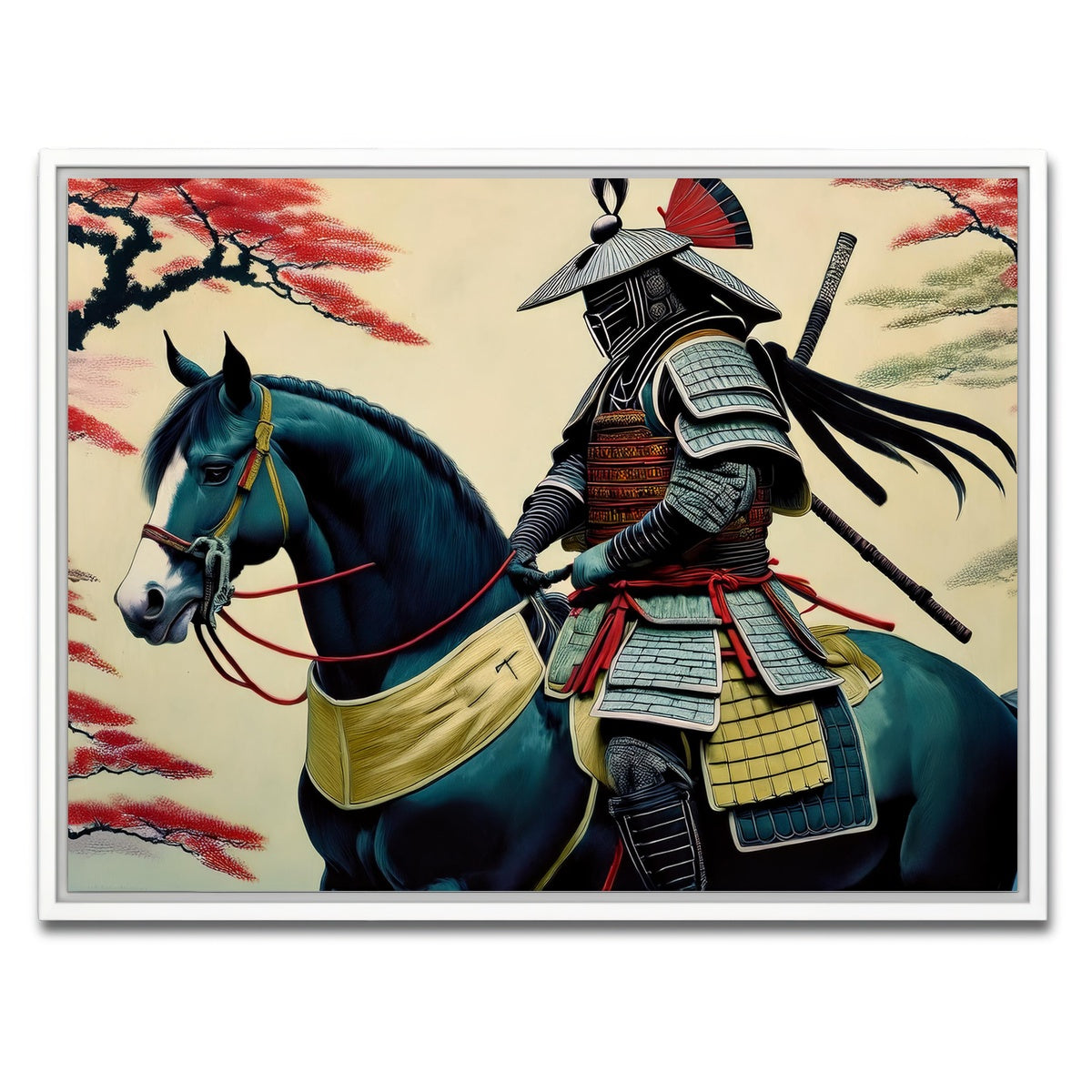 AUTO-MOCKUP WHITE | Samurai Art Horse | 1 Piece | White Framed Canvas | group=4x3