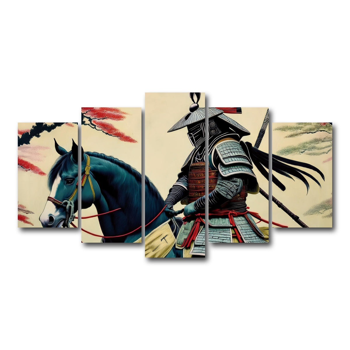 AUTO-MOCKUP WHITE | Samurai Art Horse | 5 Piece | Gallery Wrap Canvas | group=5_normal