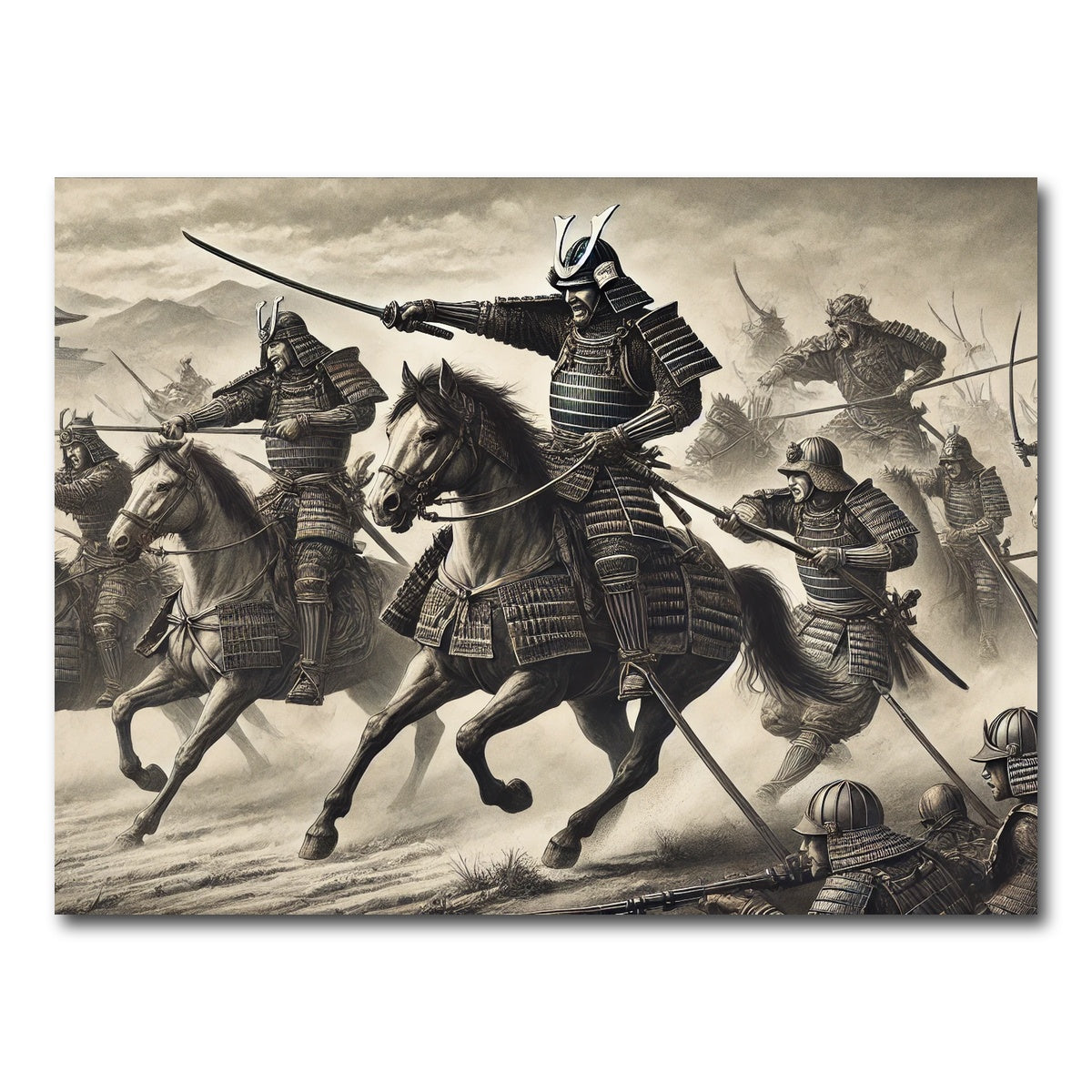 AUTO-MOCKUP WHITE | Samurai Battlefield Horses | 1 Piece | Gallery Wrap Canvas | group=4x3
